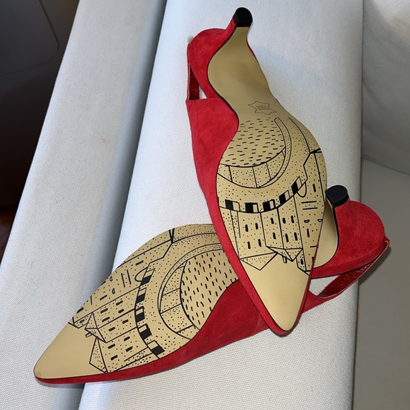 NIB Bella Vita The Scarlett Italian Leather Red Slingback Kitten Heels size 9 - Picture 12 of 13